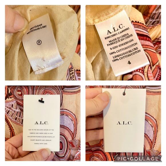 NWT A.L.C. Luna Mini Dress Smocked Ruched Ruffle ALC V-Neck Paisley Print sz S 4 - Picture 7 of 15